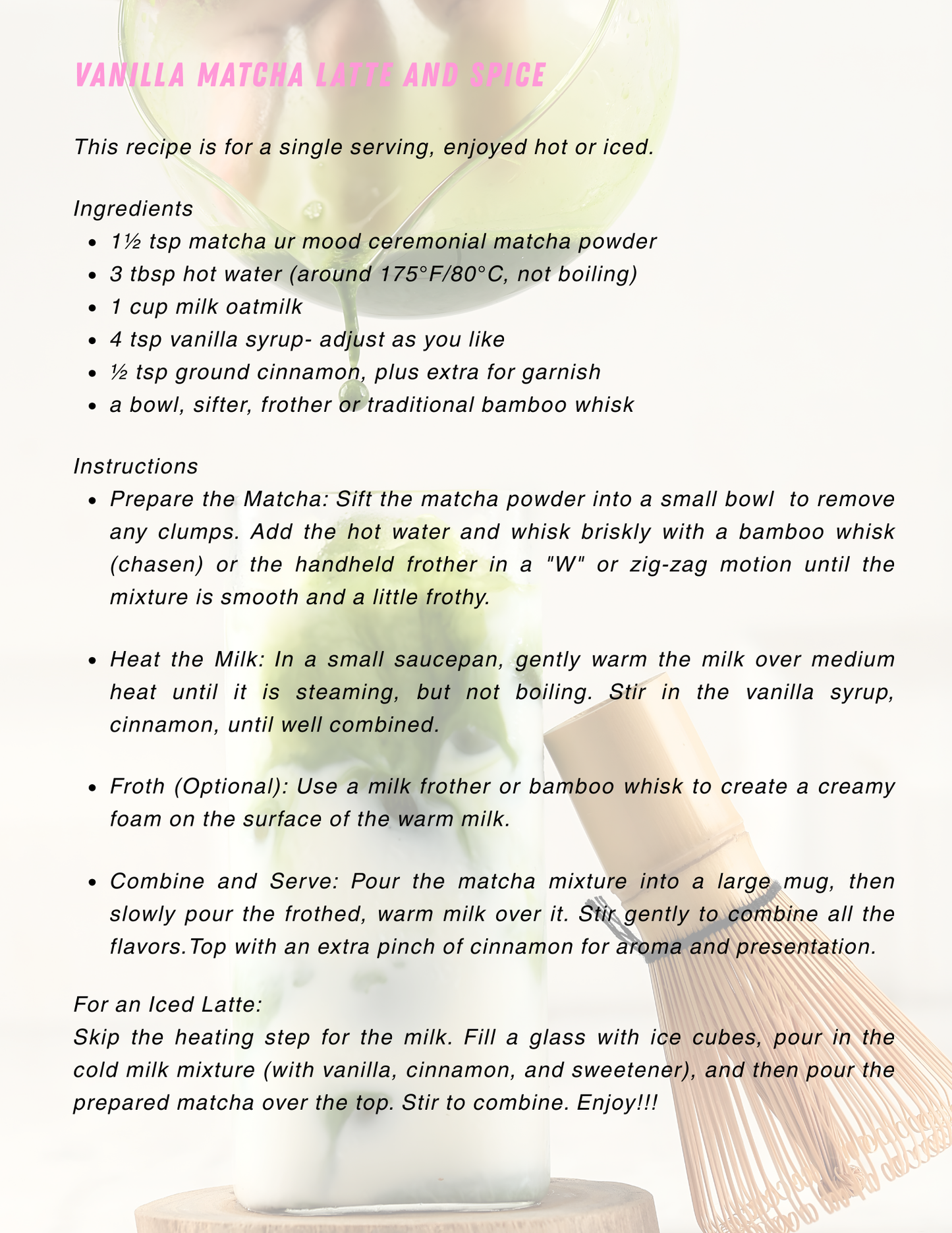 MATCHA UR MOOD GUIDED JOURNAL AND RECIPE BOOK